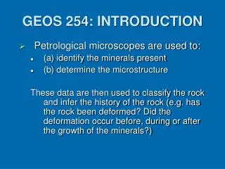 GEOS 254: INTRODUCTION