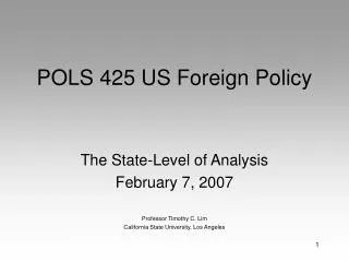 POLS 425 US Foreign Policy