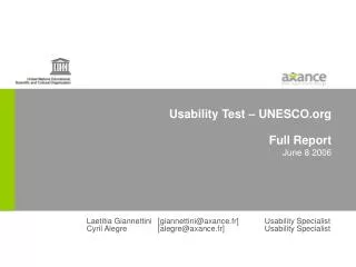 Usability Test – UNESCO Full Report June 8 2006