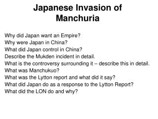 Japanese Invasion of Manchuria