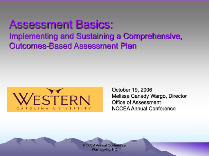 assessment basics implementing and sustaining a comprehensive outcomes based assessment plan