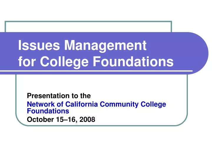 issues management for college foundations