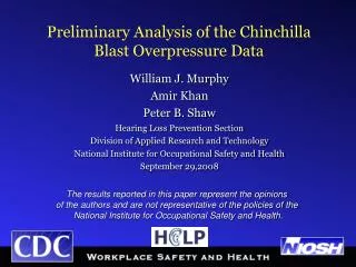 Preliminary Analysis of the Chinchilla Blast Overpressure Data