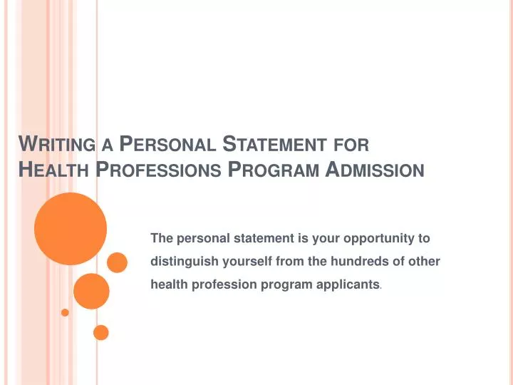 writing a personal statement for health professions program admission