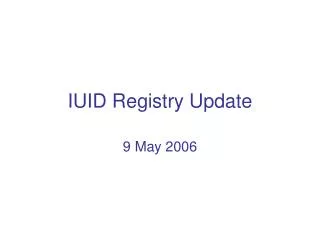 IUID Registry Update