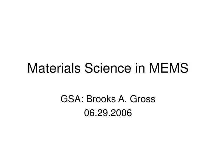 materials science in mems