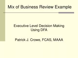 Mix of Business Review Example