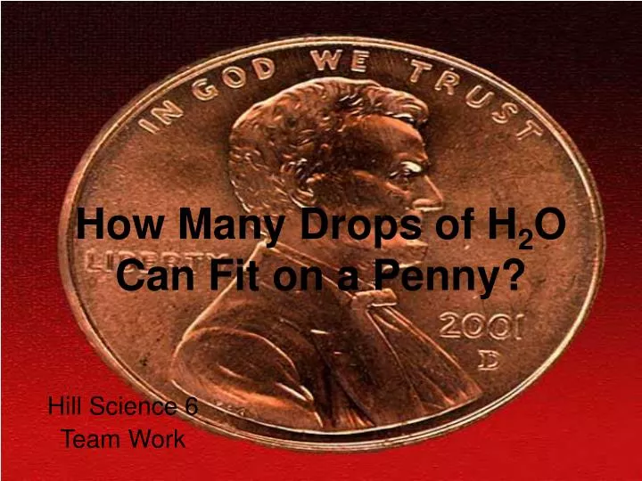 how many drops of h 2 o can fit on a penny