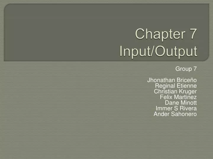 chapter 7 input output