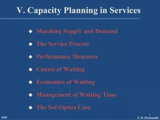V. Capacity Planning in Services