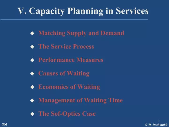 v capacity planning in services