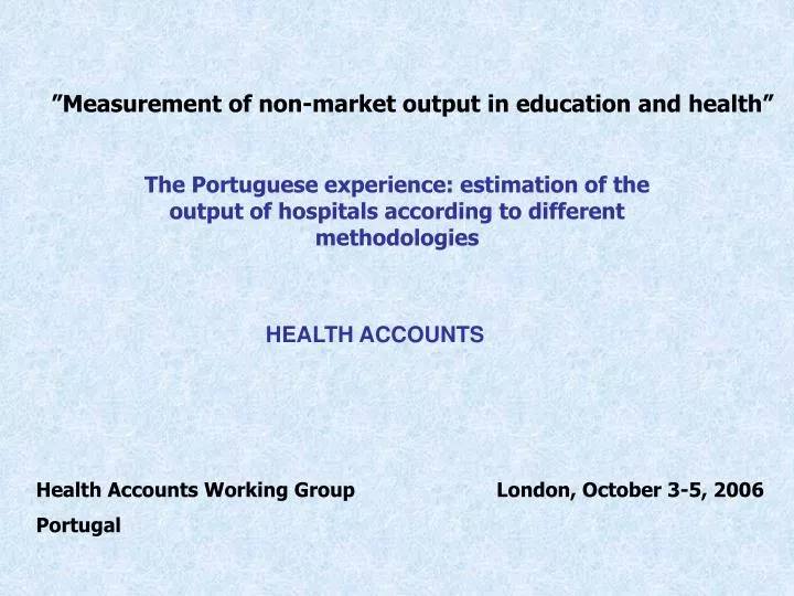 measurement of non market output in education and health