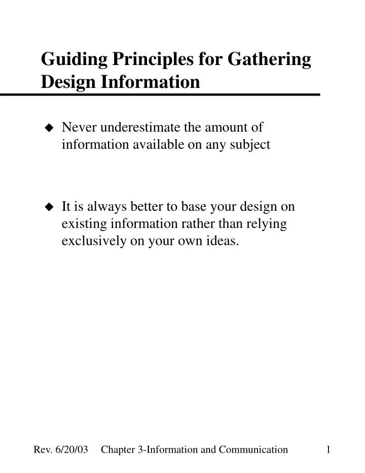 guiding principles for gathering design information