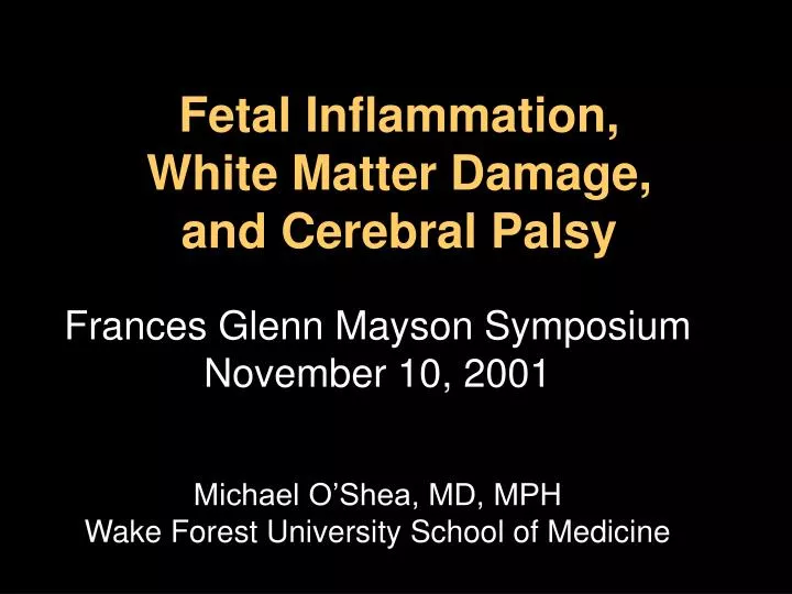 fetal inflammation white matter damage and cerebral palsy