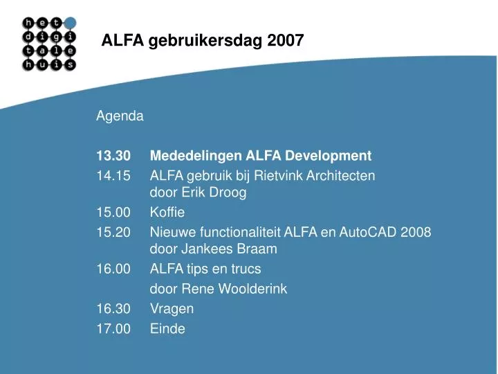alfa gebruikersdag 2007
