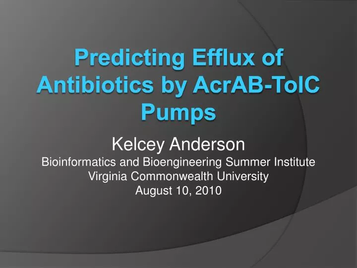 predicting efflux of antibiotics by acrab tolc pumps