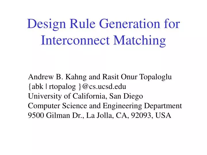design rule generation for interconnect matching