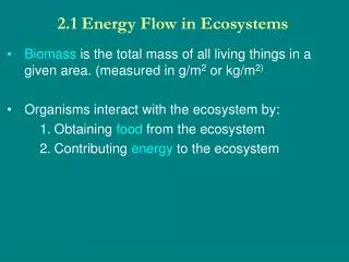 2.1 Energy Flow in Ecosystems