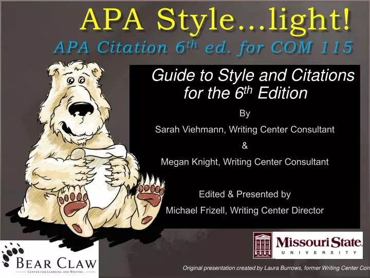 apa style light apa citation 6 th ed for com 115