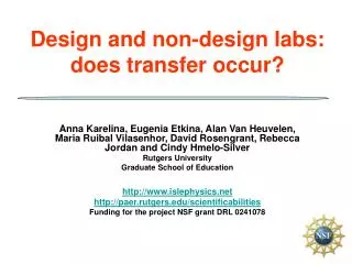 Design and non-design labs: does transfer occur?