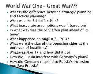 World War One- Great War???