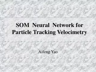 SOM Neural Network for Particle Tracking Velocimetry