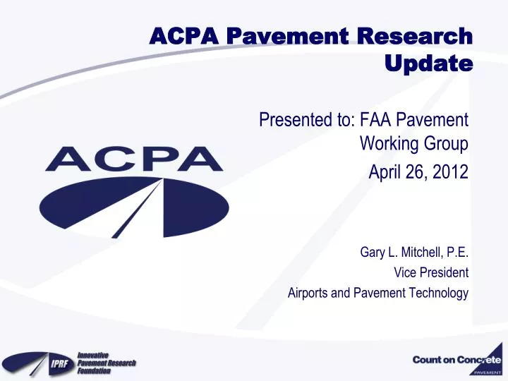 acpa pavement research update