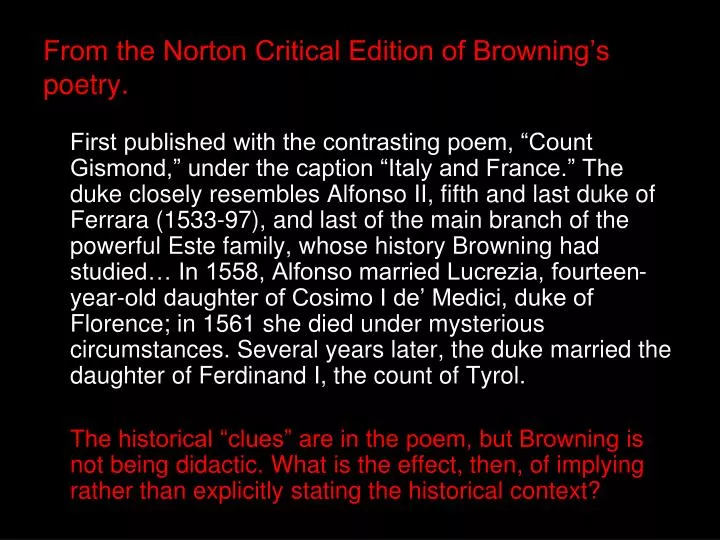 from the norton critical edition of browning s poetry