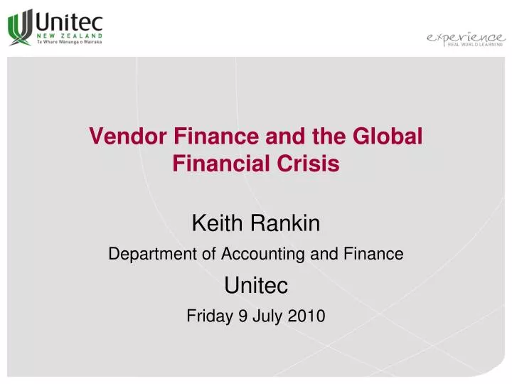 vendor finance and the global financial crisis