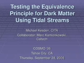 Testing the Equivalence Principle for Dark Matter Using Tidal Streams