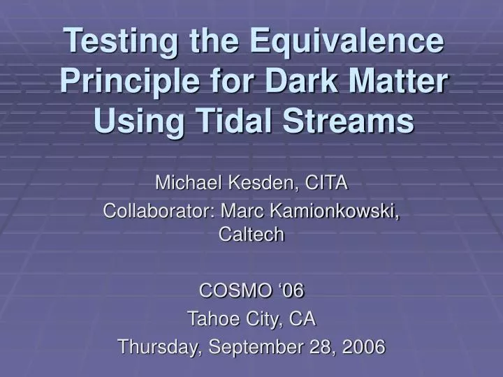 testing the equivalence principle for dark matter using tidal streams