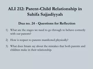 ALI 212: Parent-Child Relationship in Sahifa Sajjadiyyah
