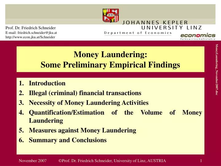 money laundering some preliminary empirical findings