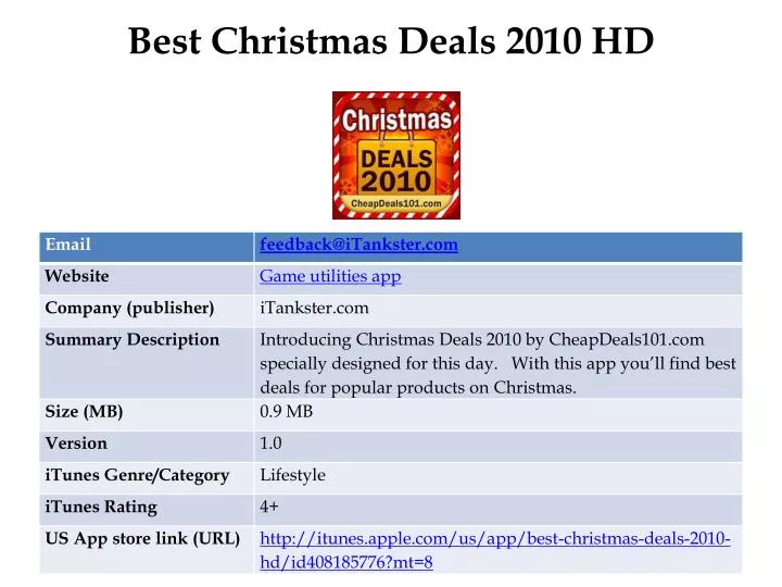 best christmas deals 2010 hd