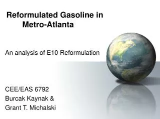 Reformulated Gasoline in 	Metro-Atlanta