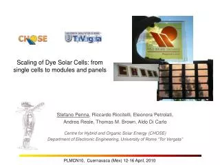 Scaling of Dye Solar Cells: from single cells to modules and panels