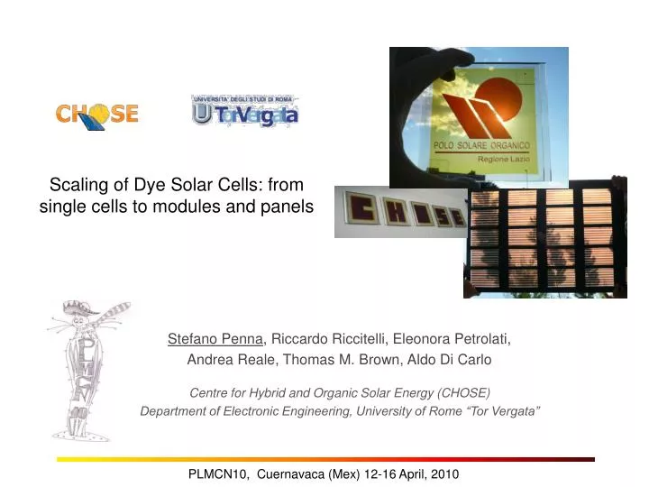 scaling of dye solar cells from single cells to modules and panels