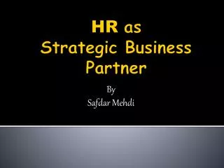 HR as Strategic Business Partner