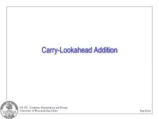 Carry-Lookahead Addition
