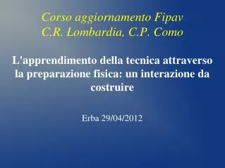 corso aggiornamento fipav c r lombardia c p como
