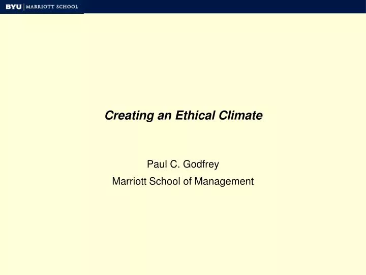 creating an ethical climate