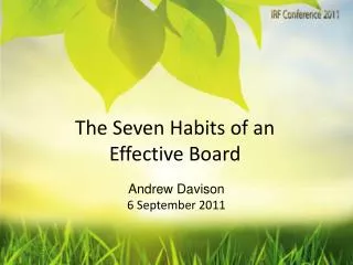 The Seven Habits of an Effective Board