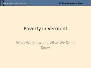 Poverty in Vermont