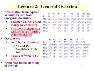 Lecture 2: General Overview