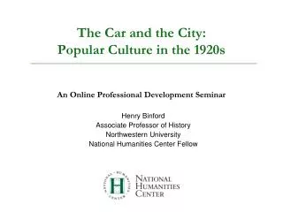 The Car and the City: Popular Culture in the 1920s