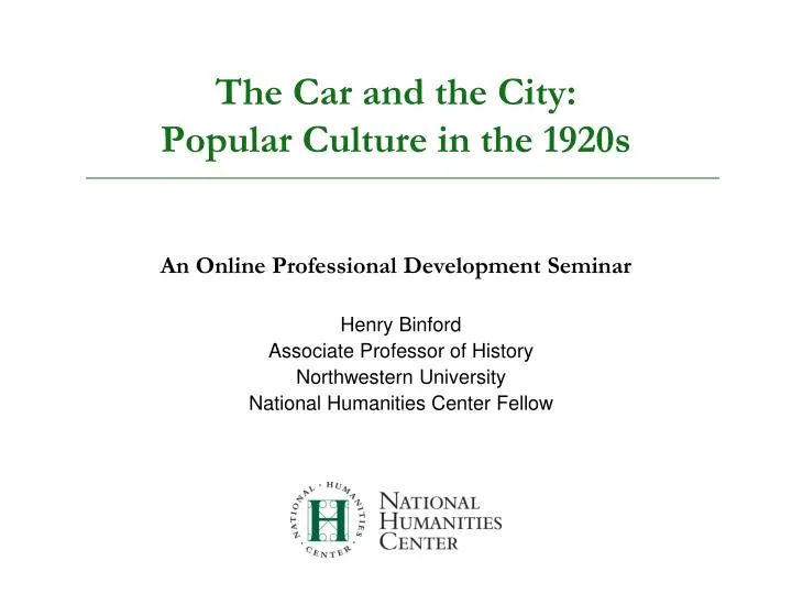 the car and the city popular culture in the 1920s
