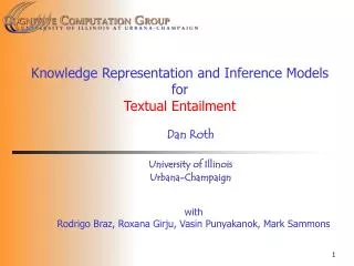 Knowledge Representation and Inference Models for Textual Entailment
