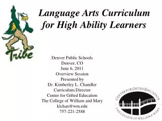 Language Arts Curriculum for High Ability Learners