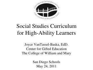 Social Studies Curriculum for High-Ability Learners