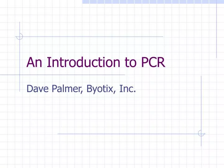 an introduction to pcr